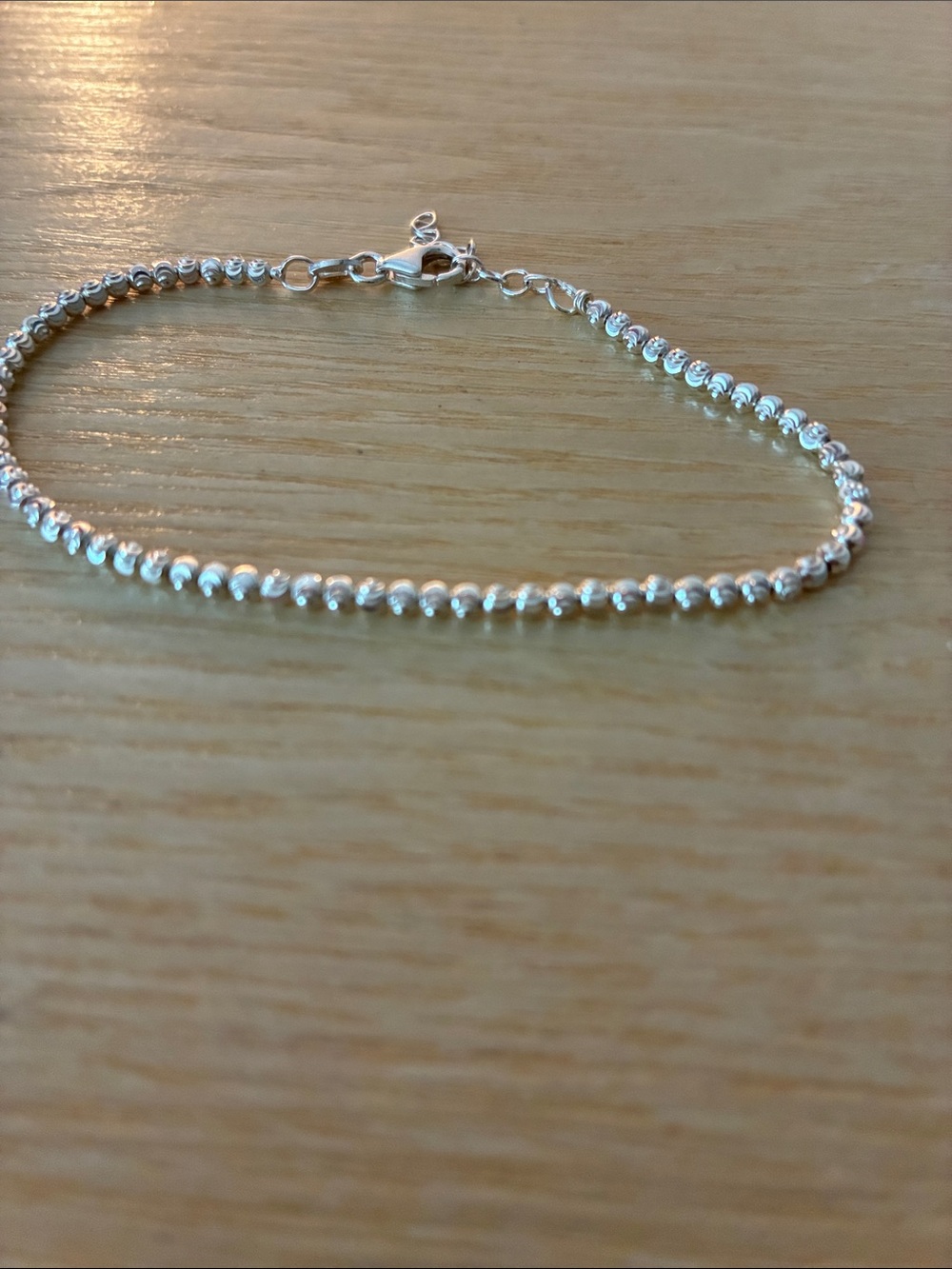 925 Sterling Silver Beaded Tennis Bracelet - Silver